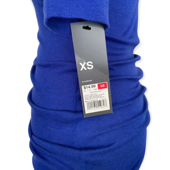 Mossimo | Modal Cotton Short Sleeve Rib Turtleneck Top Royal Blue Size XS - Picture 9 of 12